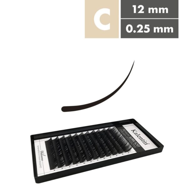 Kalentin Extensiones De Pestañas Clásicas Curva C 0,25 12mm